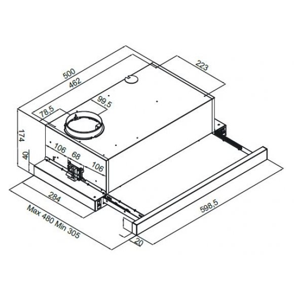 Måltegning_Silverline SL1152-V4 Crystal emhætte 