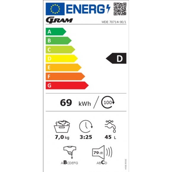 Gram WDE 70714-90/1 vaskemaskine_energimærke