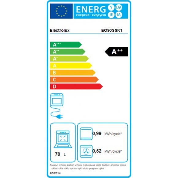 Electrolux EO90SSK1 Dampovn til indbygning_energilabel