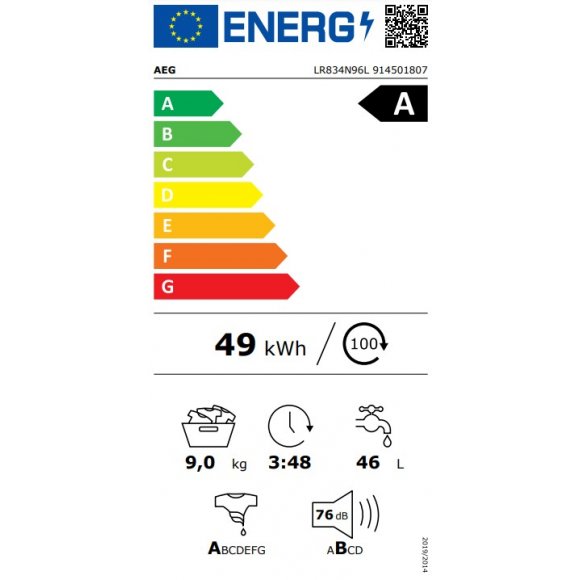 AEG LR834N96L Vaskemaskine, energiklasse A