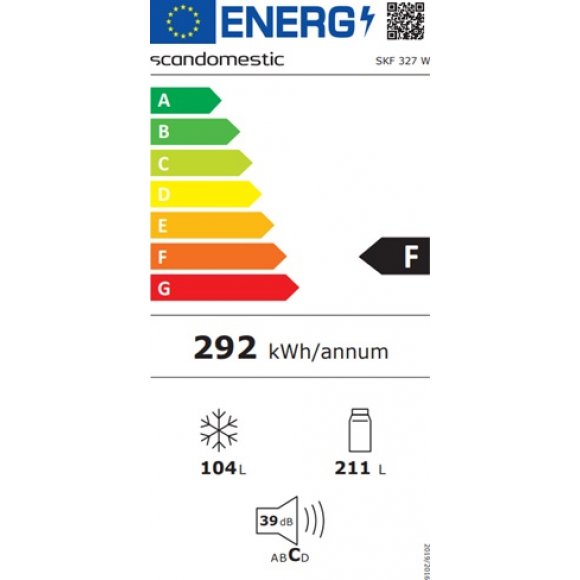 Scandomestic SKF 327 W kølefryseskab | Energilabel