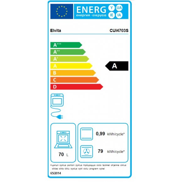 Elvita CUI4703S Indbygningsovn, 70 liter | Lindved El 