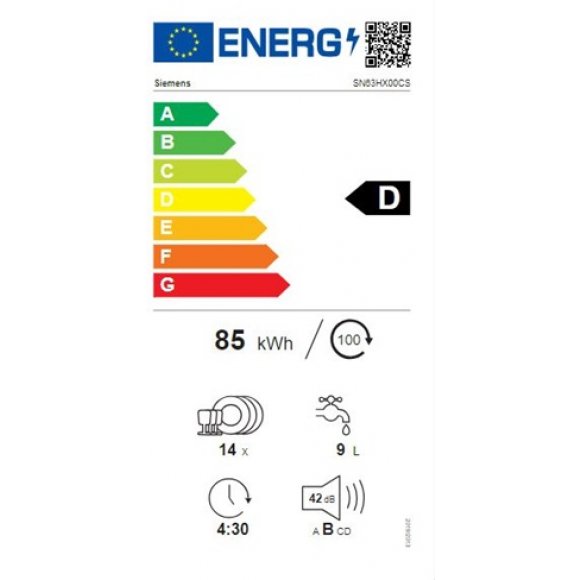 SN63HX00CS Opvaskemaskine | Energimærke