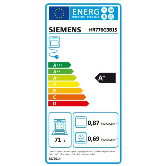 Siemens HR776G3B1S Ovn til indbygning | Energilabel