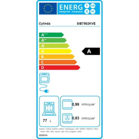 Cylinda SIB7562KVE Induktionskomfur energilabel | Lindved El 