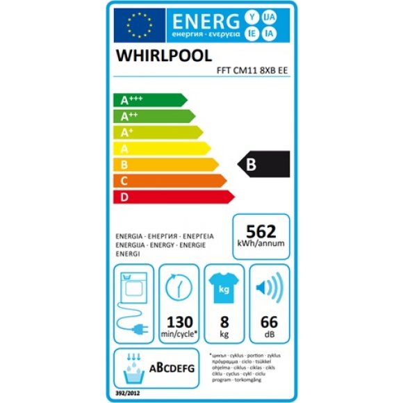 Whirlpool FFT CM11 8XB EE Kondenstørretumbler, energilabel | Lindved El 