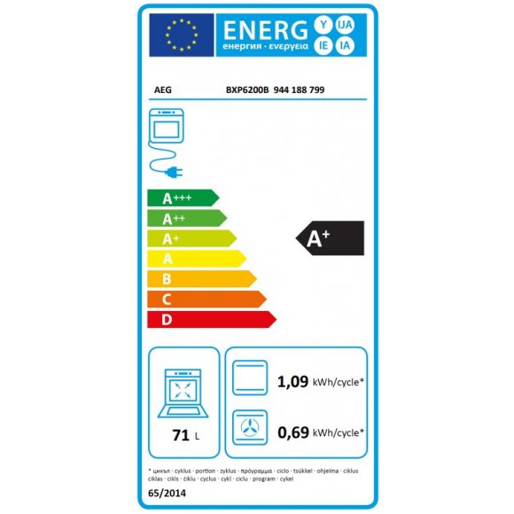 AEG BXP6200B Ovn til indbygning | Lindved El energilabel