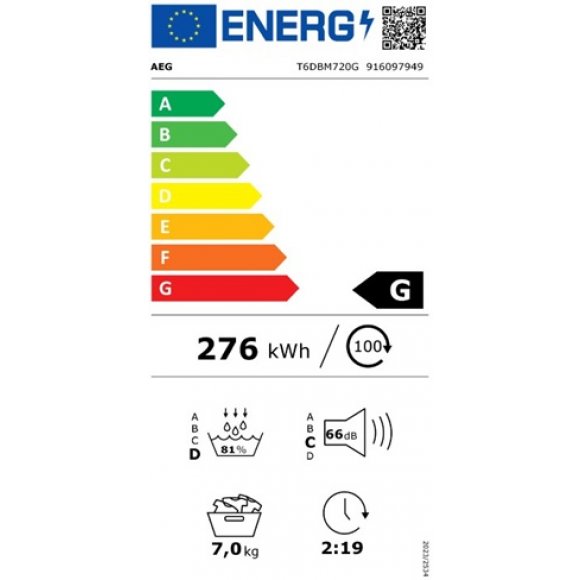 AEG kondenstørretumbler T6DBM720G | Lindved El 