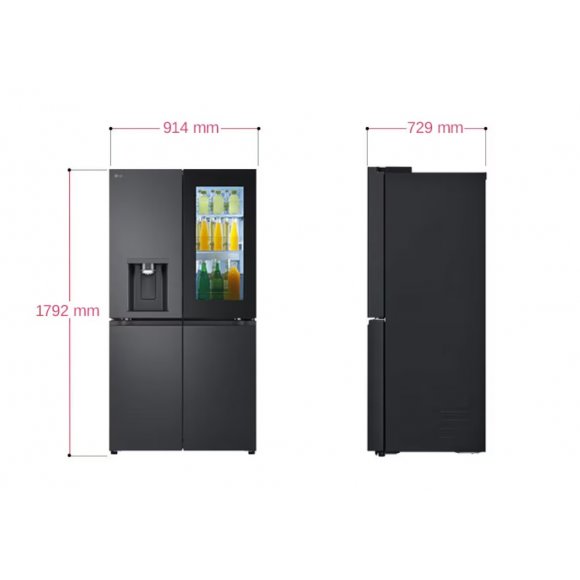LG GMG960EVJE Amerikanerskab med French Door, mål | Lindved El