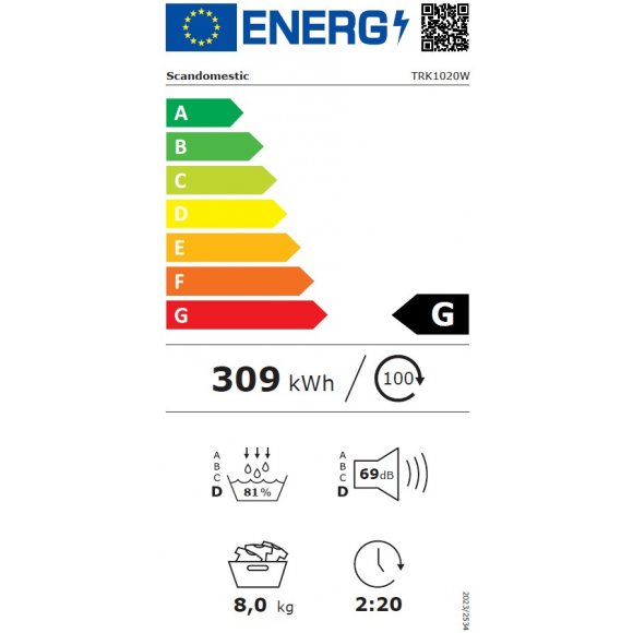 Scandomestic TRK1020W Kondenstørretumbler, energimærke | Lindved El 
