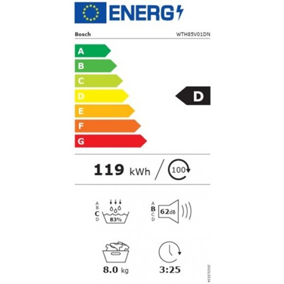 Bosch WTH85V01DN kondenstørretumbler med varmepumpe, energilabel | Lindved El 