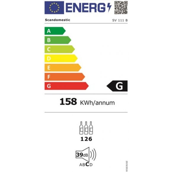Scandomestic SV111B Vinkøleskab, 126 flasker, energi G | Lindved El 