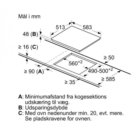Siemens ET645FEN1E iQ100 Glaskeramisk kogeplade, mål | Lindved El 