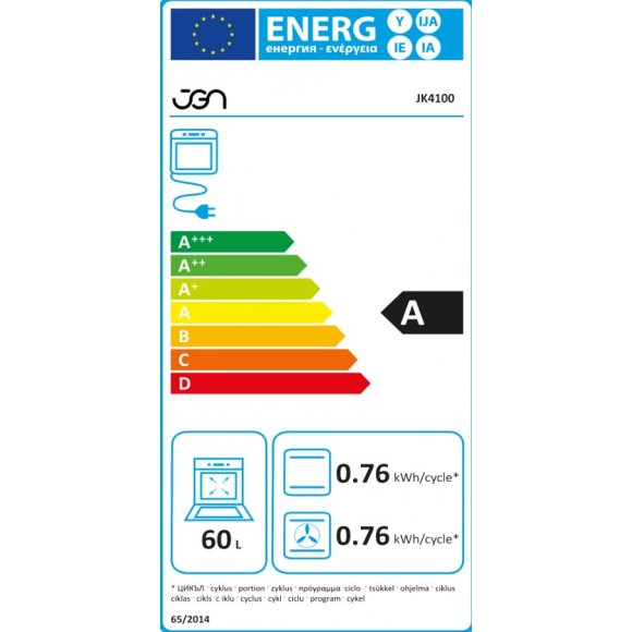 JG Nordic JK4100HV glaskeramisk komfur, energilabel | Lindved El 