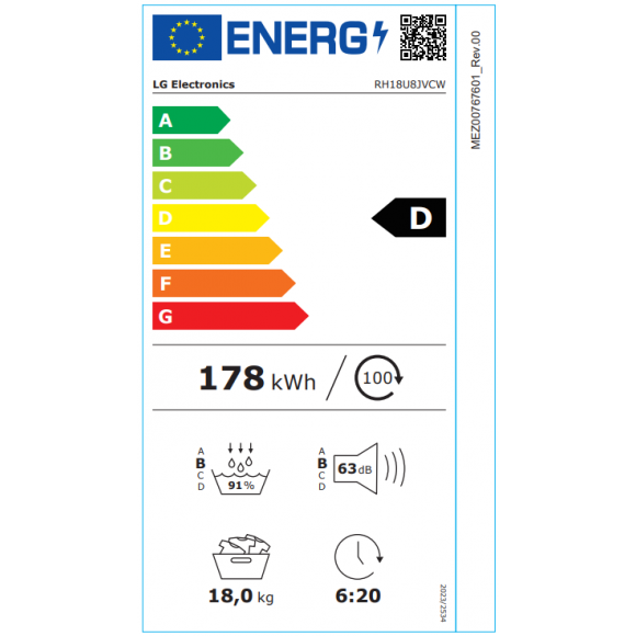 LG - LG RH18U8JVCW kondenstørretumbler