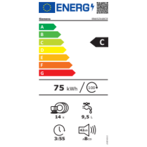 SIEMENS - Siemens SN65ZX48CE integrerbar opvaskemaskine 42db