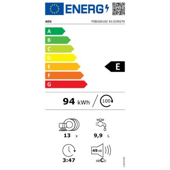 AEG - AEG FSB32610Z integrerbar opvaskemaskine E 49db